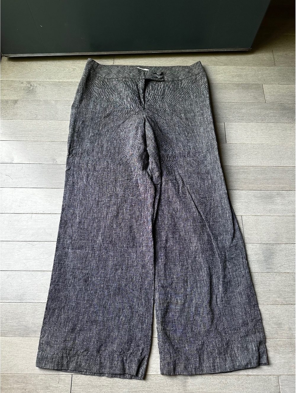 Women’s LOFT Wide Leg Gray Linen Blend office dress high waist Pants size 12P